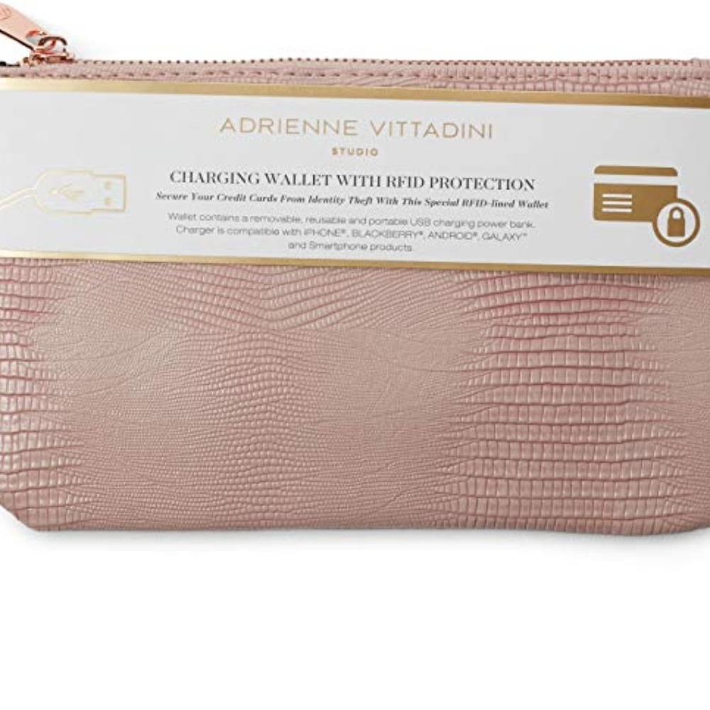 NWT ADRIENNE VITTADINI PINK SNAKE CHARGING WALLET